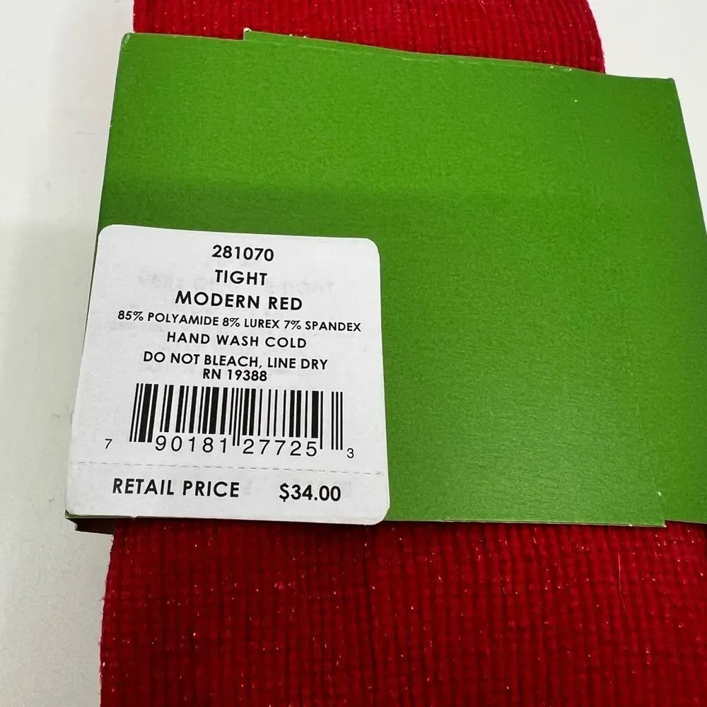 Kate Spade New York Tights  Red Sparkle Modern Women’s Size M/L NWT